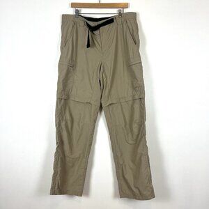 Eddie Bauer Travex Convertible Pants Mens XL x 34 Beige Belted Nylon Hiking